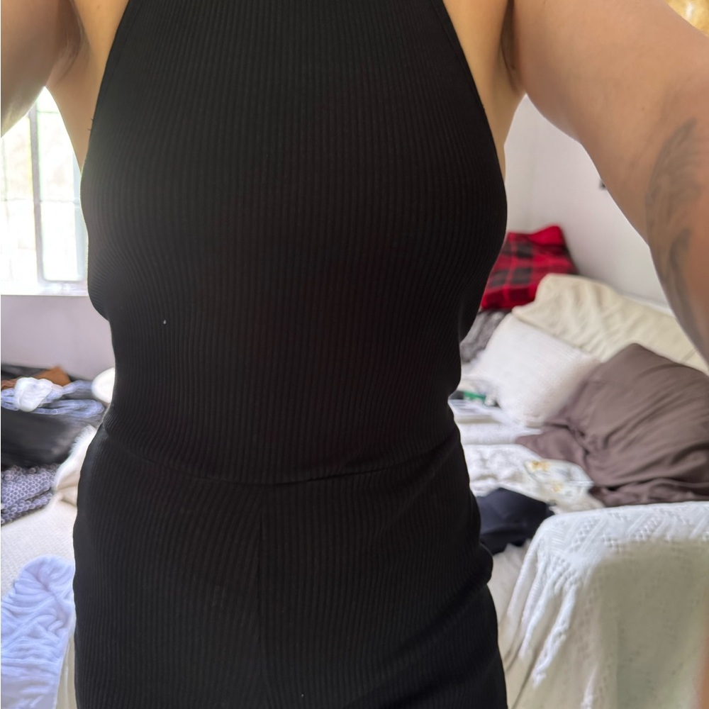 Black Ribbed Halter Romper - Picture 5 of 5